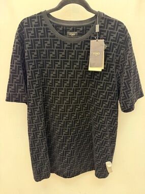 Fendi FF Logo Short Sleeve Tee — Black & Charcoal